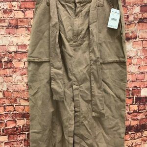 Free People Womens Brown Belted Tea-Length Pencil